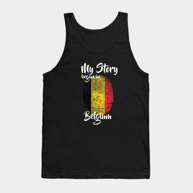 Belgium Flag Fingerprint My Story DNA Belgian Tank Top by Your Culture & Merch